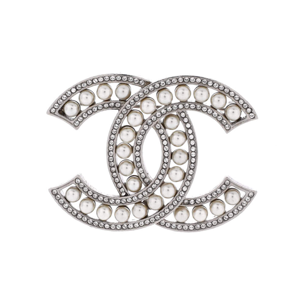 Chanel Cc Brooch Metal With Crystals #259248C82B